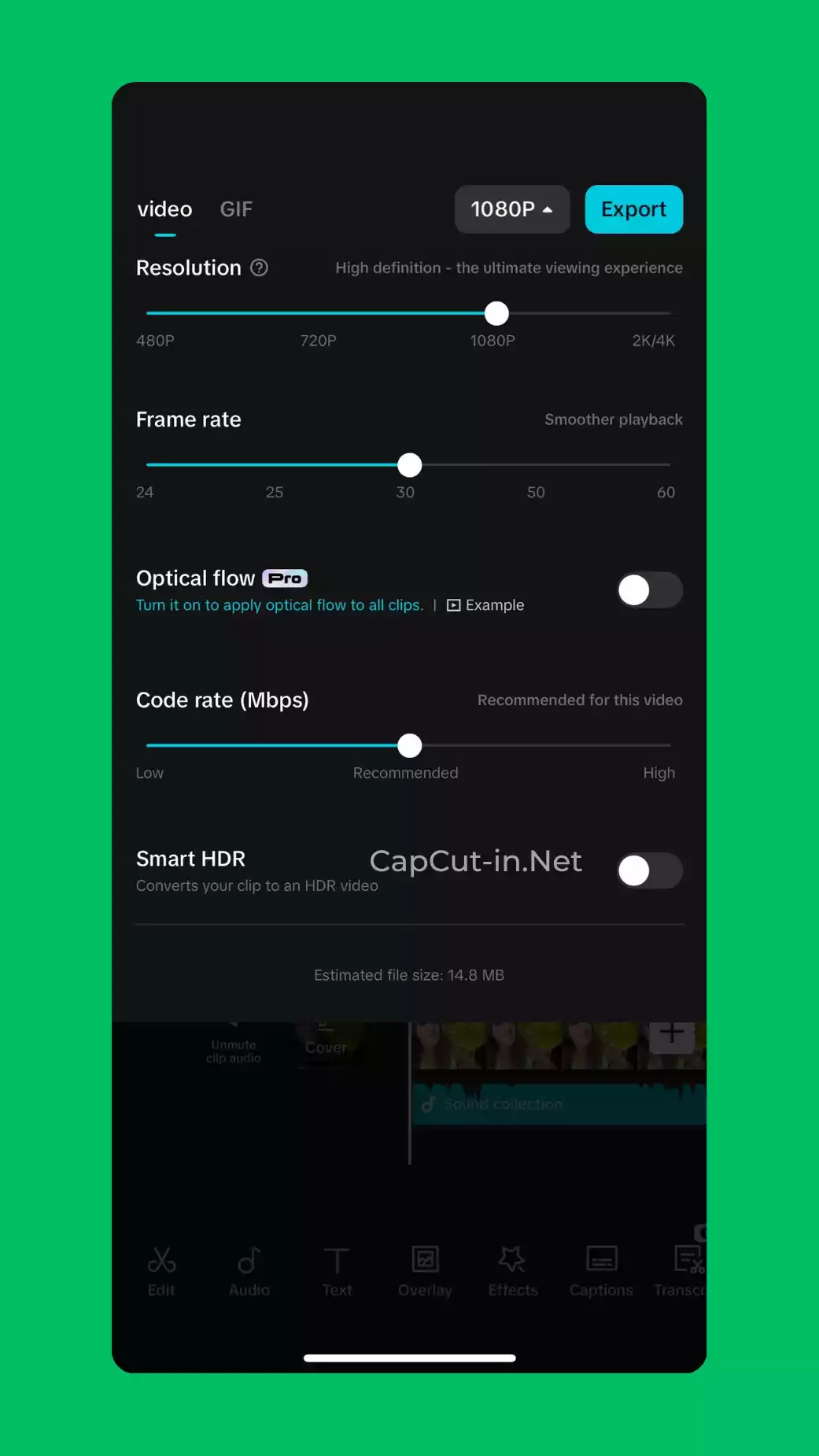 High Quality Video Export in capcut